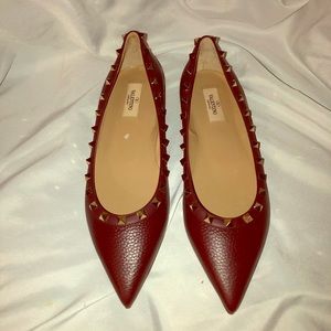 Burgundy leather flats